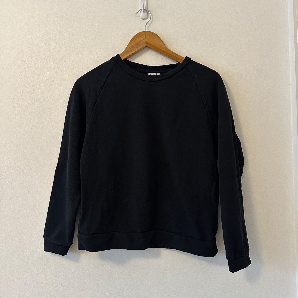 Baserange Basic Black Raglan Cotton Sweatshirt | … - image 4